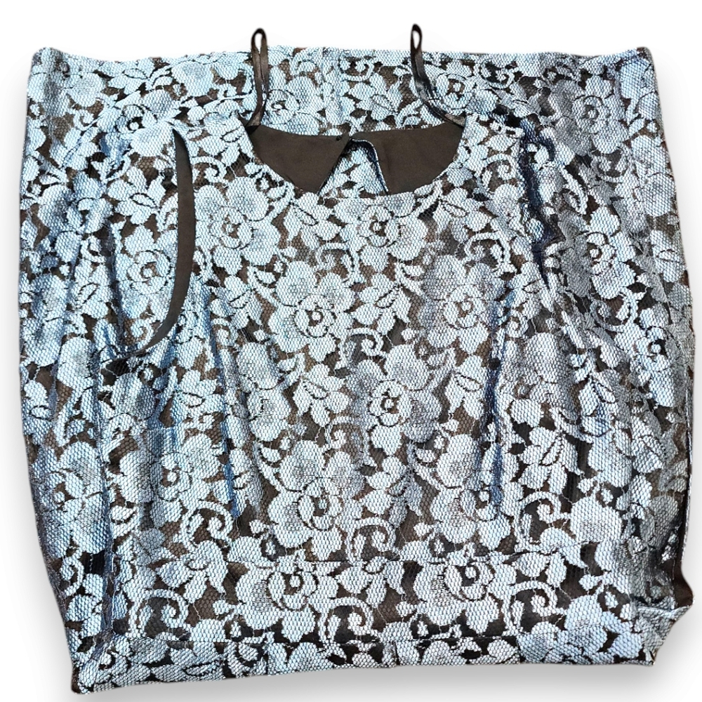 Eliza J Lace Black Blue Floral Cocktail Fit Flare Pleated Mini Dress Size 4 - Picture 10 of 17